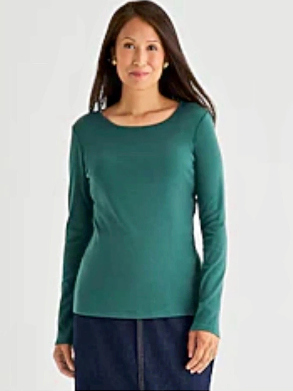 J.Crew Long Sleeve Scoop Neck in Green Large Like New